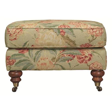 Kiawah Ottoman with Turned Legs and Casters